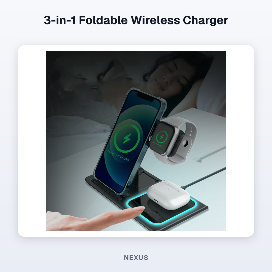 3-in-1 Foldable Wireless Charger — features